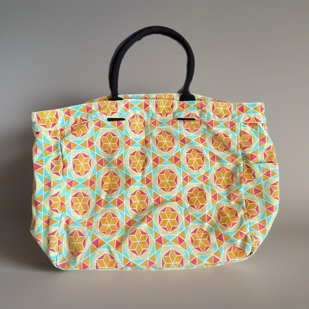 Jon Marro for Lulu Dharma Stars Within Geometric Print Cotton Canvas Tote Bag